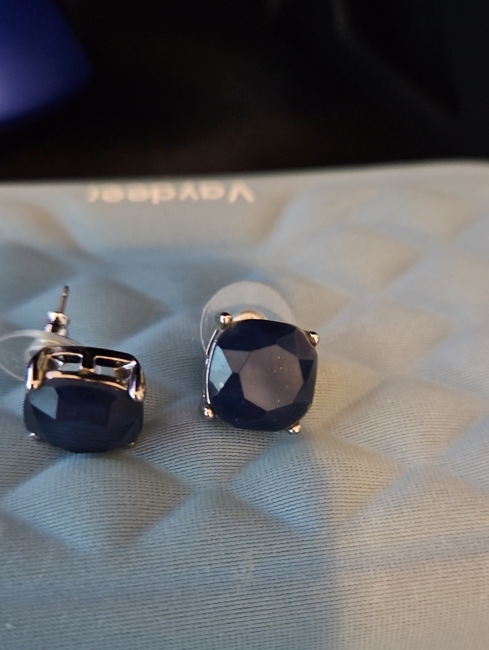 Monet Navy Blue Faceted Stud Earrings